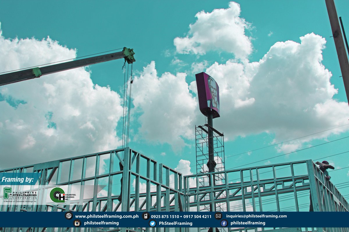 PhSteelFraming's tweet photo. Soon to open...KFC Sindalan branch! Galvanized SteelFraming by Philippine SteelFraming Corporation. 

#FeelingExcited #PSC #KFC #Sindalan #Steel #SteelFrame #Engineering #Construction https://t.co/4DM2r5Tmn9