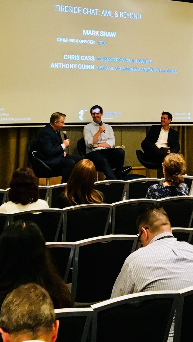 regtech_1's tweet photo. Exciting times for #regtech says @AMLAccelerate Anthony Quinn @DeloitteNewsAU @MarkShawAU #ACCELERATERegTech2018 https://t.co/bcMnNJ6Rwh