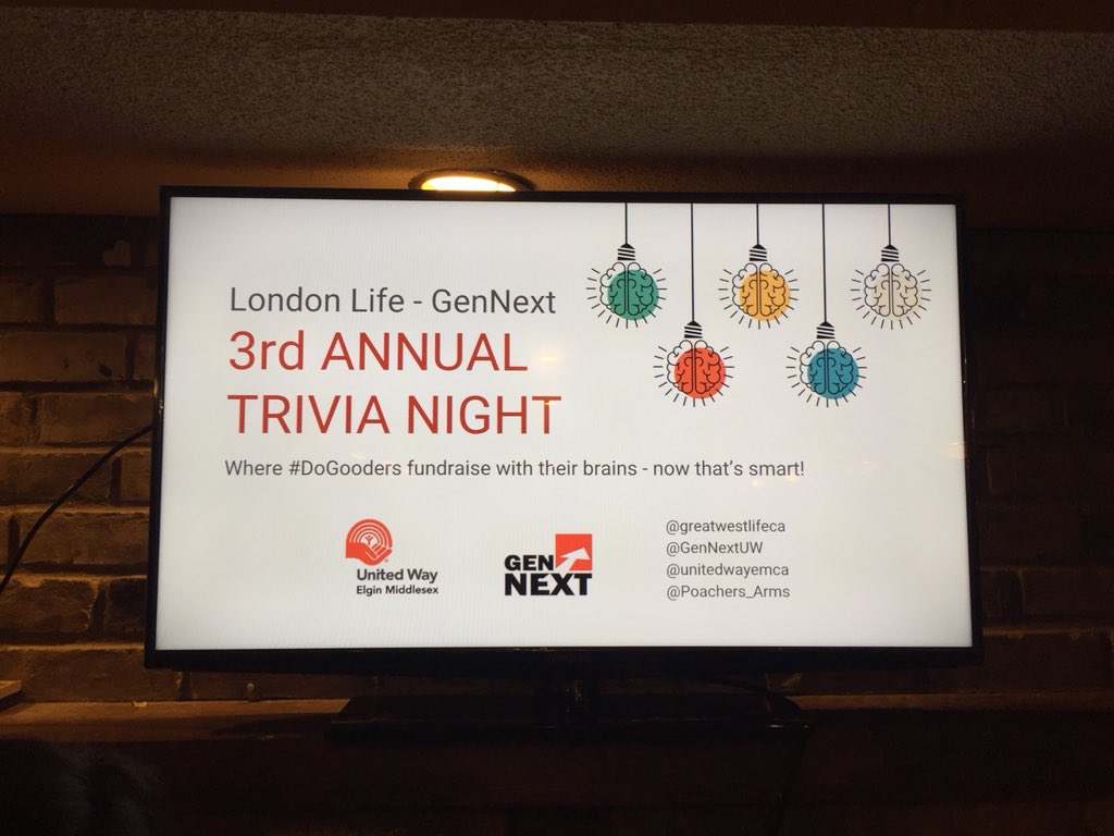 samboyca's tweet photo. Getting things started at our 3rd annual London Life @GenNextUW trivianight @greatwestlifeca using our brains to fundraise #nowthatssmart #dogooder https://t.co/N8pdXHZBPQ