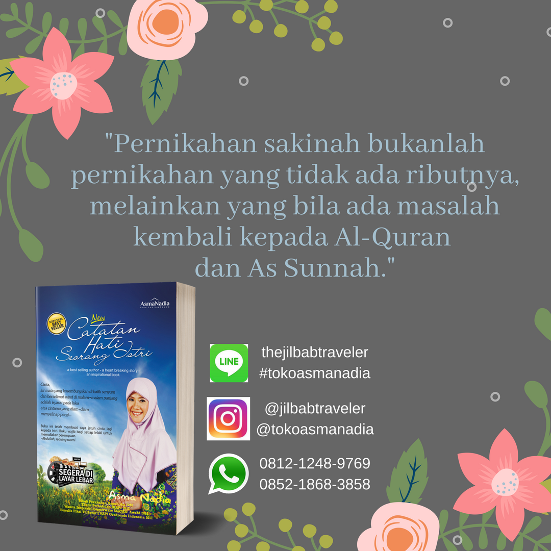 SPrawiroCom's tweet photo. Pernikahan sakinah bukanlah pernikahan yang tidak ada ributnya, melainkan yang bila ada masalah kembali kepada Al-Quran dan As Sunnah. 

Semoga keluarga kita senantiasa dilindungi dan diberkahi. Amiiin.

info ransel dan buku hub. 0852-1868-3858
@asmanadia 
@AsmaNadiaQuote https://t.co/e2wKVr4tNd