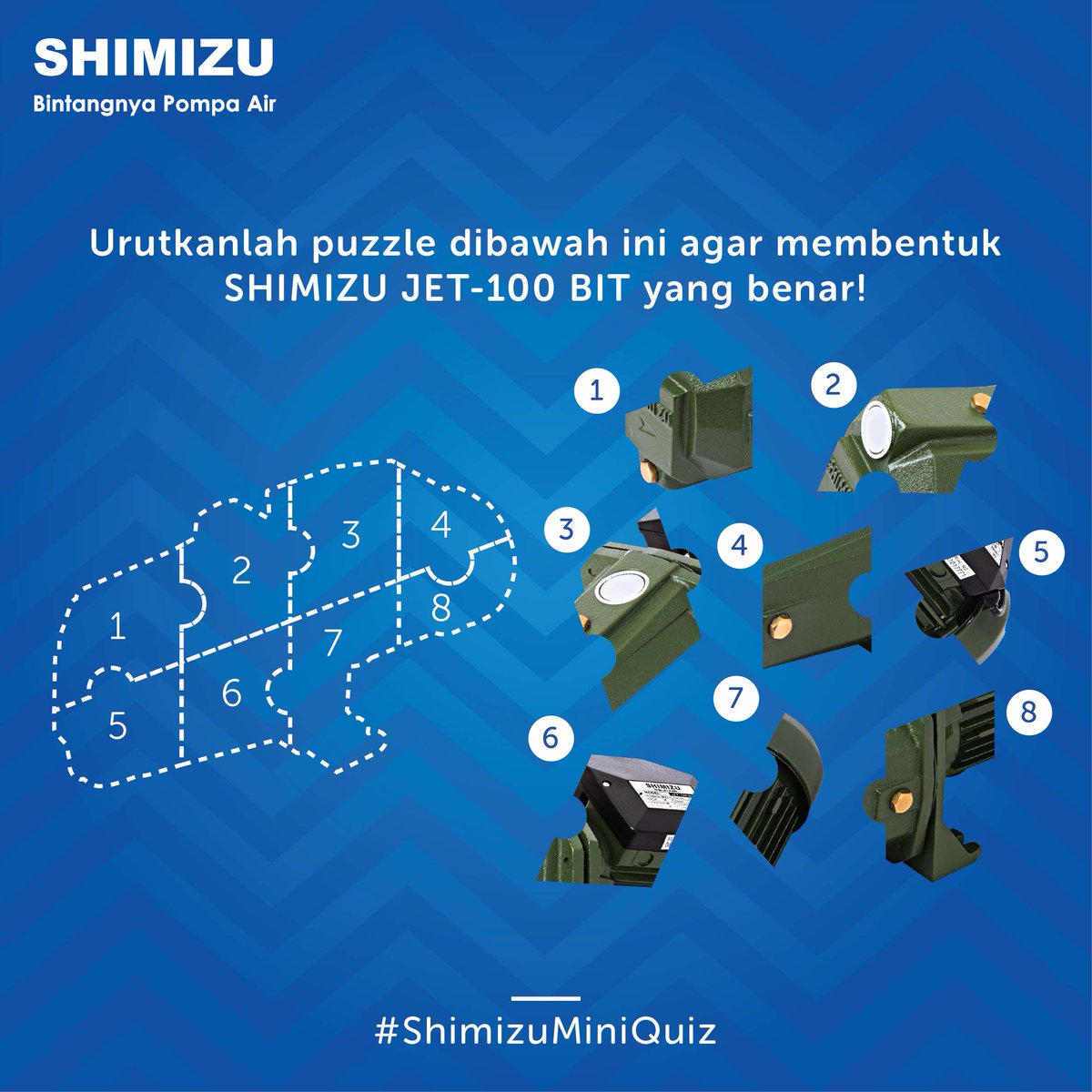 Shimizu_Indo's tweet photo. Mau memenangkan 3 hadiah eksklusif dari Shimizu? Yuk ikuti #ShimizuMiniQuiz periode

Jawab di kolom komentar dengan format: (nama) spasi (#kota) spasi Jawaban (spasi) #ShimizuMiniQuiz (spasi) Ajak 5 teman untuk ikutan. https://t.co/eYbEW8PpjO