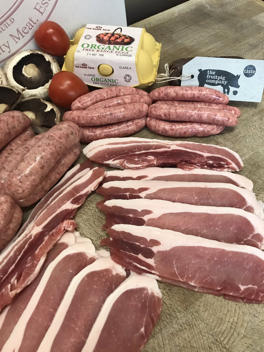 frostybutcher's tweet photo. COMPETITION TIME

You could win a 'frosty full English fry up' this bank holiday weekend. 

Dry cure Cheshire back and streaky, our award winning sausages, @fruitpigcompany black &amp; white pudding @redhousefarm free range organic eggs @NoonesFresh tom &amp; mush 

RT &amp; FOLLOW TO ENTER https://t.co/zsuiVtrG0u