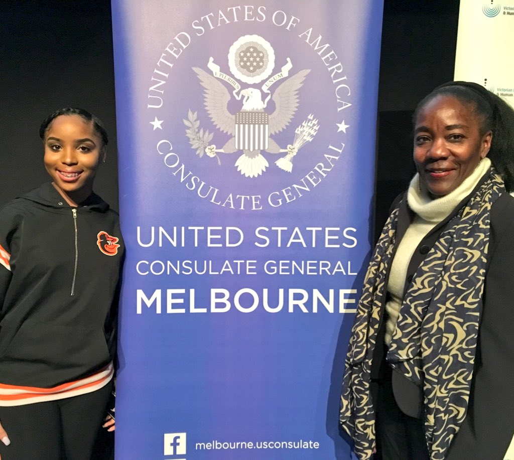 usconsulatemelb's tweet photo. STEP👏IS👏LIFE👏 - Baltimoreans CG Reed and @notmyfor_tay at our @stepthemovie high school screening - on 8pm Saturday at @humanrightsfest @ACMI so get along! #hraff2018 #StoriesThatMatter https://t.co/2wbVE2cMu7