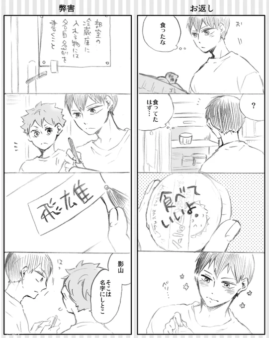 冷蔵庫の食べ物に名前書いたり書かなかったりしてわーわーする一緒に暮らし始めた影日ちゃん② 