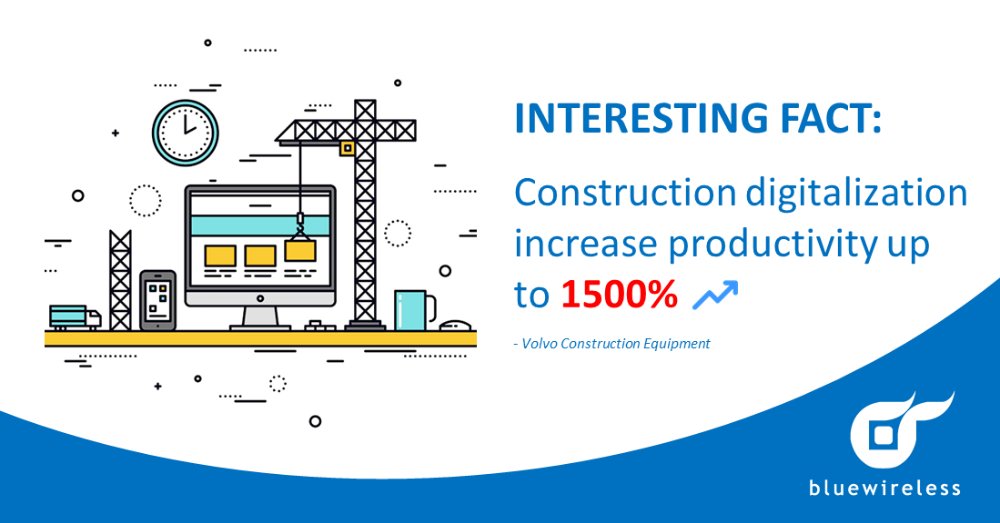 Interesting Fact : Construction digitalization increase productivity up to 1500%  #internetofthings #constructionIoT #4GConnectivity #InterestingFact buff.ly/2EYtQ0u