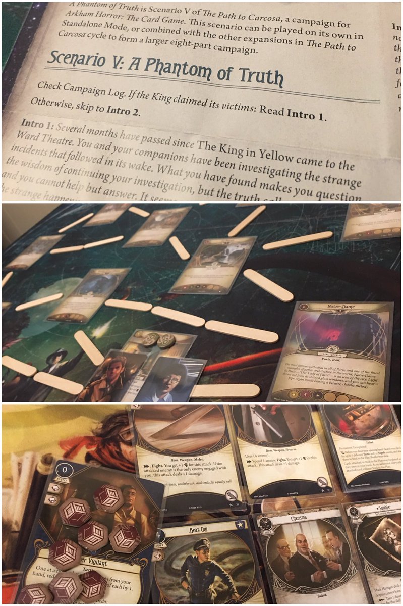 Nathan_Adam's tweet photo. Day 5 of #CampaignInAWeek: A Phantom of Truth
What an spectacularly fun map! What a great interpretation of “In the Court of the Dragon!” What an engaging scenario, start to finish!
#ThePathToCarcosa
#ArkhamHorrorLCG
#FantasyFlightGames
@FFGames https://t.co/MeNPsgs6Vp