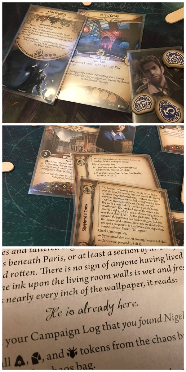 Nathan_Adam's tweet photo. Day 5 of #CampaignInAWeek: A Phantom of Truth
What an spectacularly fun map! What a great interpretation of “In the Court of the Dragon!” What an engaging scenario, start to finish!
#ThePathToCarcosa
#ArkhamHorrorLCG
#FantasyFlightGames
@FFGames https://t.co/MeNPsgs6Vp