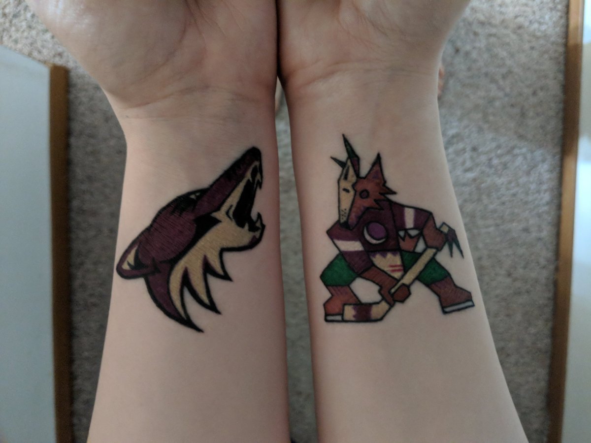 fireback22's tweet image. #TBT to last week when I officially took off the #Yotes bracelet I've been wearing everyday for 2+ years and went with some permanent ink to show off my ❤️ and passion for my fav team, the @ArizonaCoyotes 😍