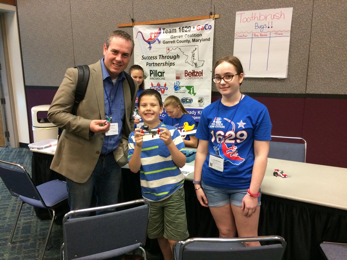 <a href="/FRC1629/">GaCo Team 1629</a> GaCo students at #cgmd18 providing #madeingarrett activities for the conference's MakerSpace - over 25 GaCo toothbrush bugs and a handful of Golden Ratio Calipers made by educators from across Maryland! They will continue to tell their story tomorrow!