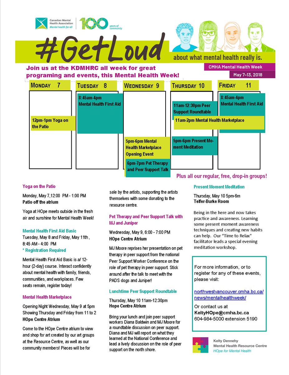 We're ready to #GetLoud next week, are you? We're a CMHA program and your support of CMHA supports our work! In order to amplify our voice as much as possible we're going to concentrate our social media efforts in the future on our main channel, follow @CMHA_NWV !