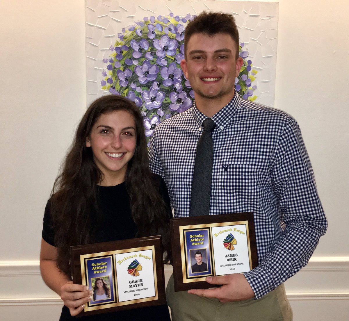AboroAthletics's tweet photo. Congratulations AHS Hockomock League Scholar Athletes - Grace Mayer and James Weir.  @AboroPrincipal @AHSGuidanceNews https://t.co/FK7ejIX4DG