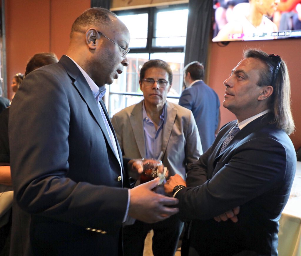 DCOCP's tweet image. OCP Director George Schutter joined Deputy Mayor Courtney Snowden (@DMGEOSnowden) and @SmallBizDC Director Kristi Whitfield (@WhitfieldKristi) in engaging with businesses at DSLBD’s Small Business Networking Mixer. #DCSmallBizWeek #SmallBizDC