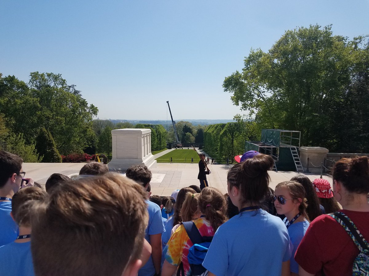 MrsDSciExplrr's tweet photo. Always amazing to visit Arlington. Bus 2 got to watch the changing of the guard.  #PMSDC2018 https://t.co/e2mpgKVSyF