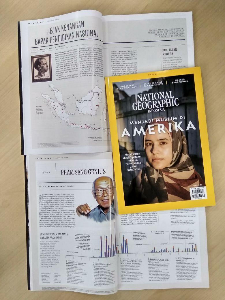 MahandisYoanata's tweet photo. Majalah @NGIndonesia edisi Mei. Tulisan pendek saya tentang kenangan geografis nama Ki Hajar Dewantara, dan hasil riset @AnnissaG tentang Pram Sang Genius. Juga, pemaparan penelitian LIPI soal masa depan pangan oleh @titaniafeb. https://t.co/ivKkq11xLl