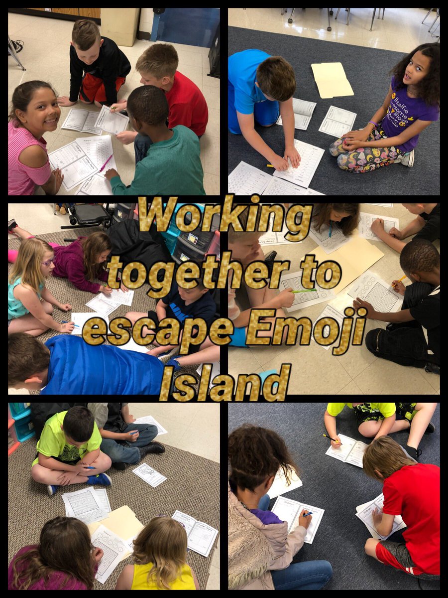 MrsPennington3's tweet photo. Getting ready for 4th grade by escaping Emoji Island! Kids said “teamwork is more than working next to someone”. YES! #raymoretigers https://t.co/BCVkFulu2p