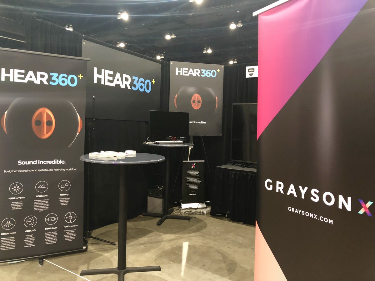 HEAR360sound's tweet photo. Finally done schlepping in gear for #VRLA Come by Booth 530 to see 8ball in all its spatial glory, hear our awesome audio demos, and check out #GraysonX’s 360° tech-production solutions! https://t.co/jmfapXxZrx
