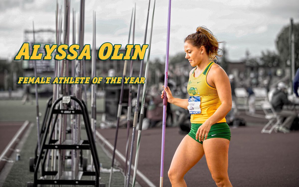 NDSUathletics's tweet photo. The No. 1 American woman in the javelin this year, Alyssa Olin is the NDSU Female Athlete of the Year!  #BisonGala https://t.co/EvP4IrSKAD
