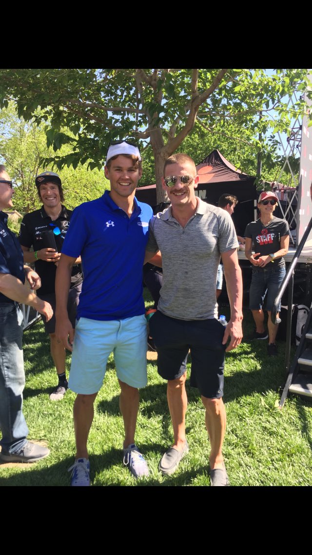Yesterday I was grinding out a long ride on my trainer watching Lionel Sander's videos. Today I got to meet the man that inspires me. It's incredible how the world works! I can't wait to race him one day! #Triathlon <a href="/Louis_Garneau/">Louis Garneau</a> <a href="/ShoreMaster/">ShoreMaster</a>