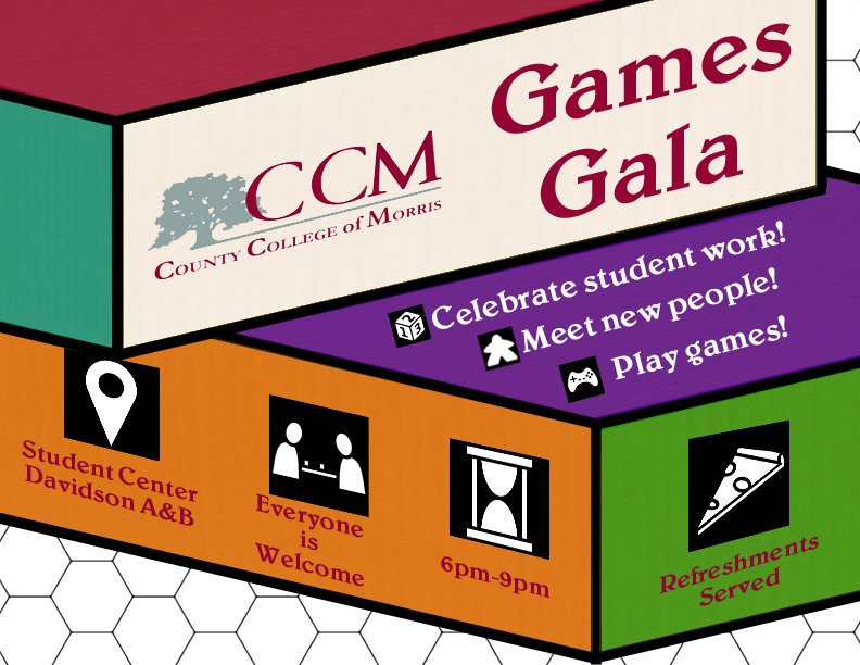 CCMITDept's tweet photo. Games Gala - Friday 5/11, 6-9pm, Davidson Rooms A&B
Game Development Students will showcase their analog and digital games in a fun environment. Food & drinks provided. Fun and Games. All game enthusiasts welcome! #ccm #ccmIT #ccmmakesgames #funandgames #morrisCounty #nj https://t.co/JBXQJPKAPv