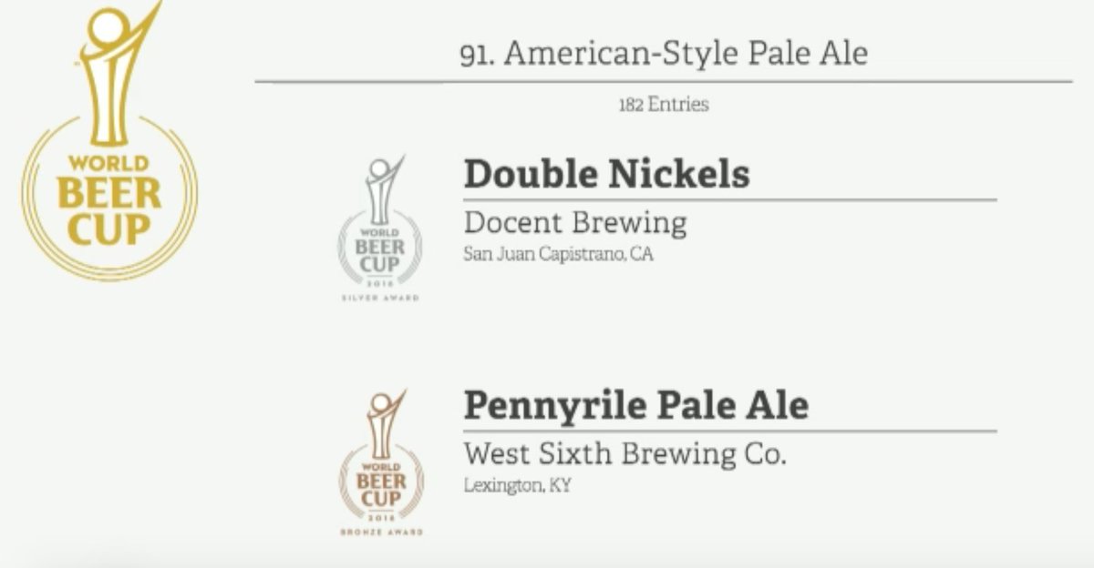 Holy moly, we just won a #WorldBeerCup medal!  Pennyrile Pale Ale just won bronze for the third best Pale Ale in the world — against 182 other beers!