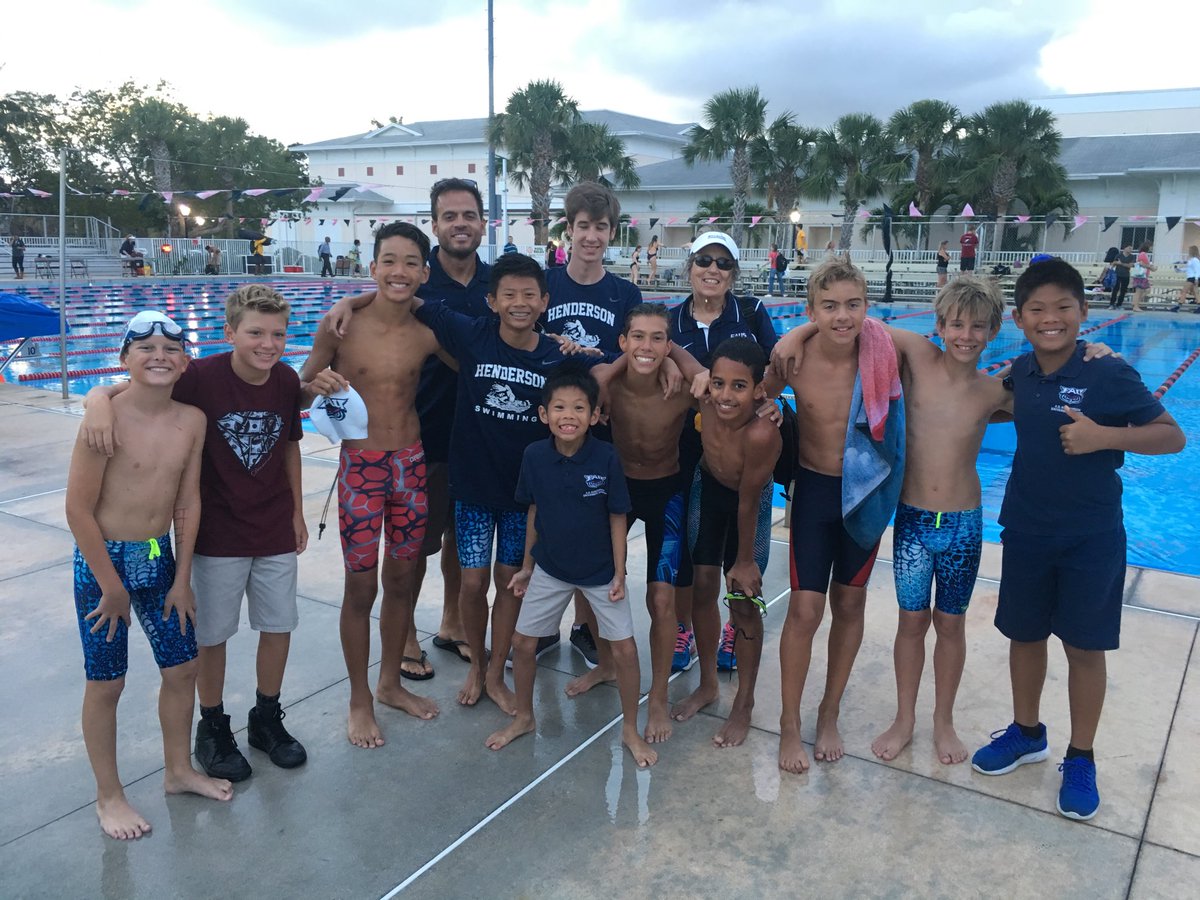 Some of the swimmers from the Middle School Championships at St. Andrews School. AD Henderson placed 2nd out of 13 teams. We had some good times and happy swimmers!