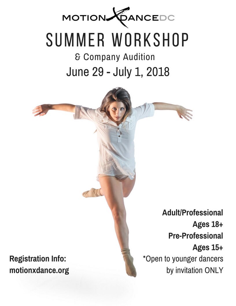 motionxdancedc's tweet photo. SUMMER WORKSHOP ‘18! Register today! https://t.co/EusbiRCzUf #summerworkshop #dcdance #mxdcworkshop https://t.co/UH88HukH85