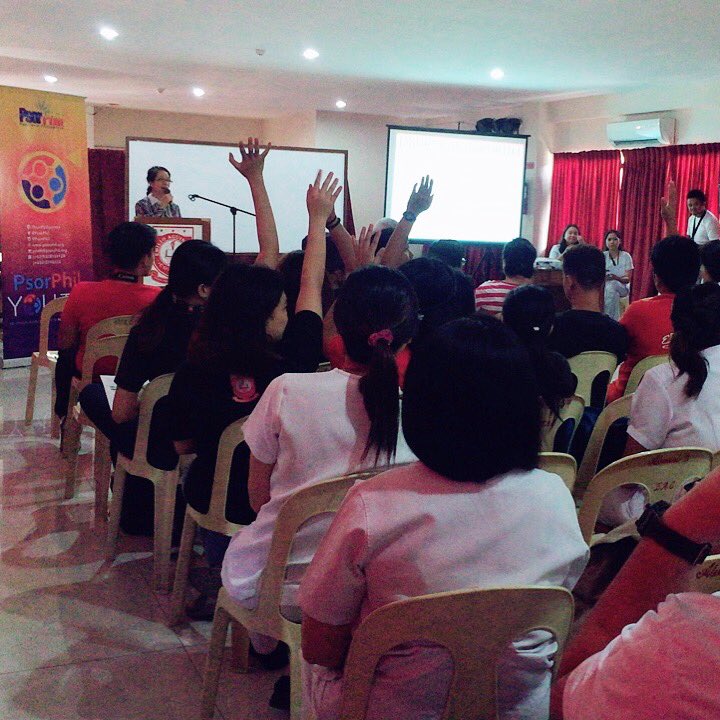 psorphil's tweet photo. Dr. Veronica S. Garcia, Dean of School of Dentistry, Cluster head for Health Courses of Emilio Aguinaldo College - Cavite Campus, giving the opening remarks for our Campus Caravan of Hope 2018. 
#PsoriasisAdvocacy
#PsoWhat #SomeoneYouKnow 
#CampusCaravanOfHope
#PsorPhilYouth2018 https://t.co/wgudG3hWHe