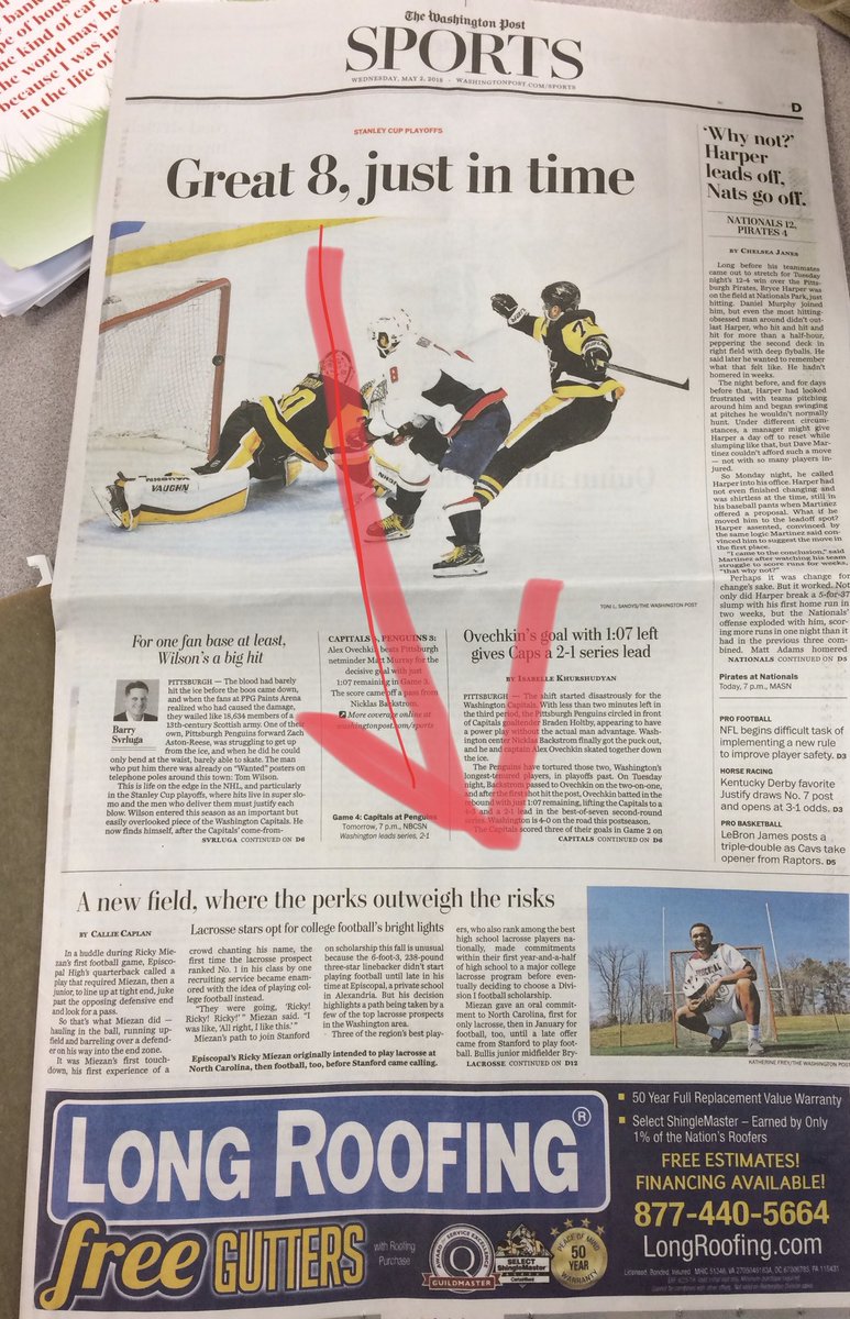 My Ricky on the front page of the Washington Post sports section! #ProudAuntieClub