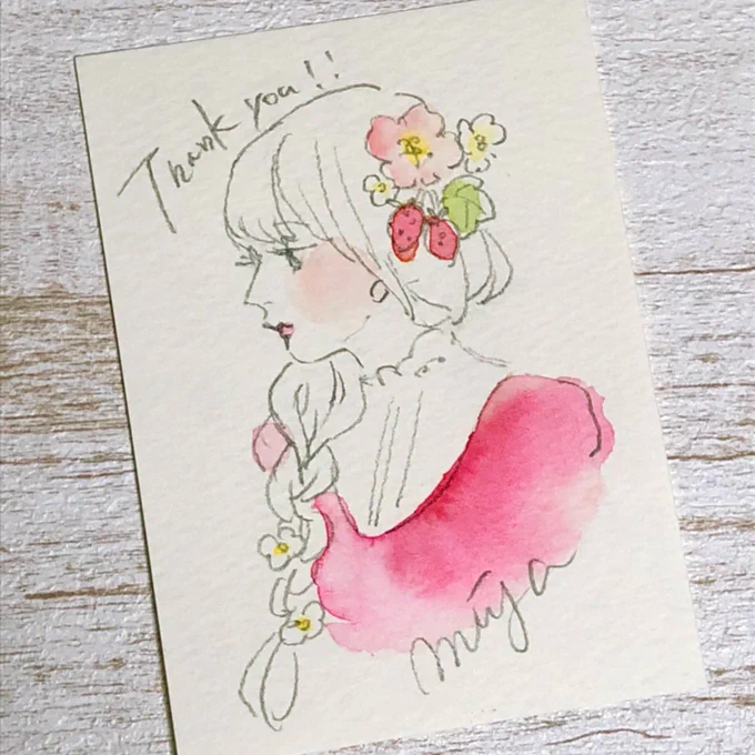 web shopのお礼カードだったけど好評だったので仕上げてミニ原画になりました 