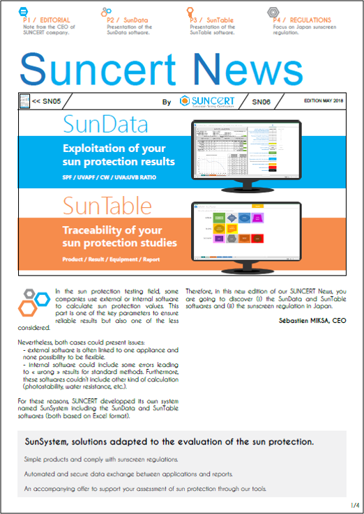 SUNCERT_SAS's tweet photo. Read our latest SUNCERT News with softwares dedicated to sun protection testing. https://t.co/eFHE28dQbl https://t.co/CMzT6Zq4Ih