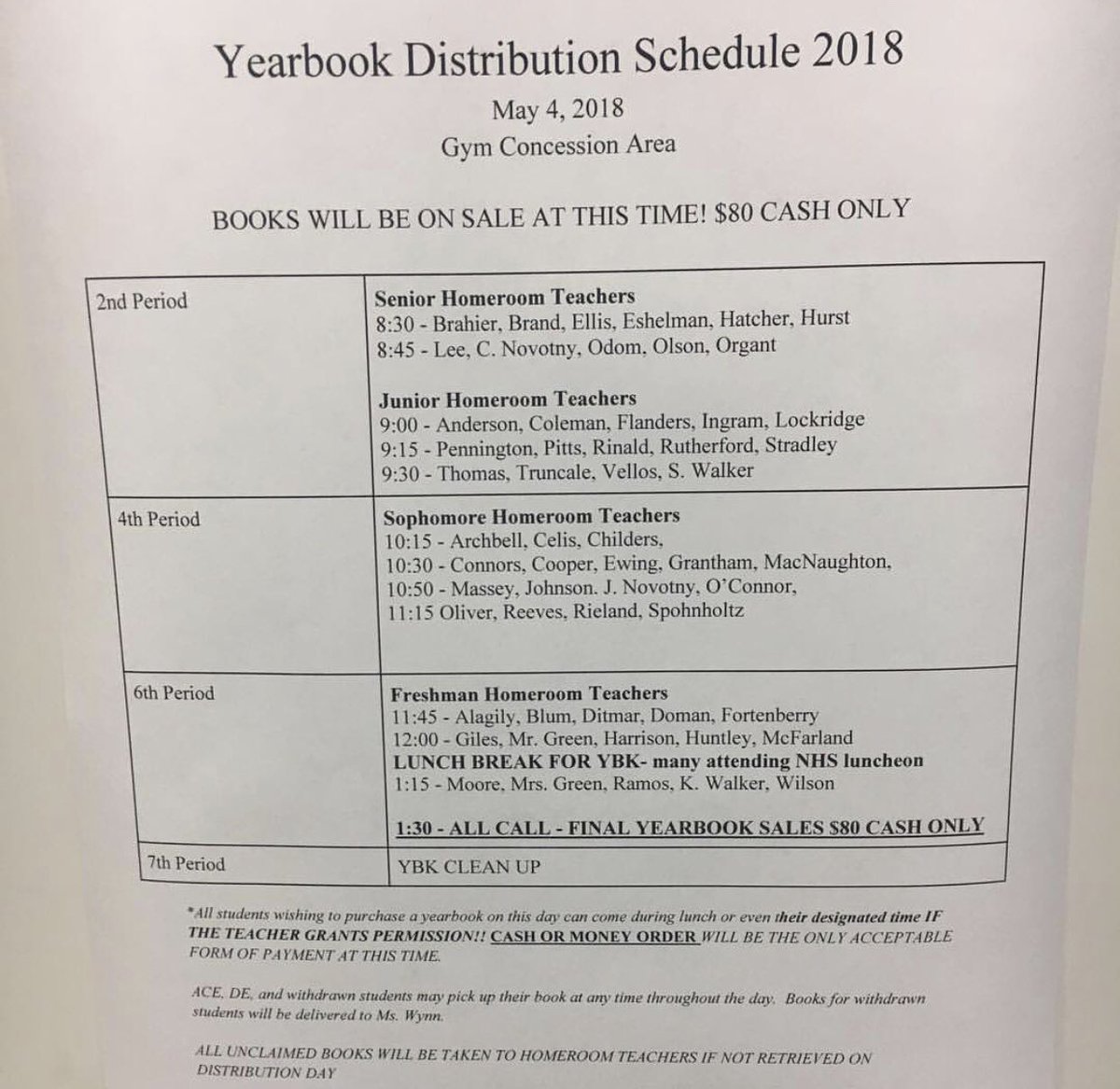 WFHSTheLair's tweet photo. D-day is tomorrow, Jags! Your last chance to buy your yearbook is scheduled according to your homeroom (see photo)! They are $80 cash only and you don’t want to miss this last opportunity to preserve your high school memories! https://t.co/lmJXBocOPT