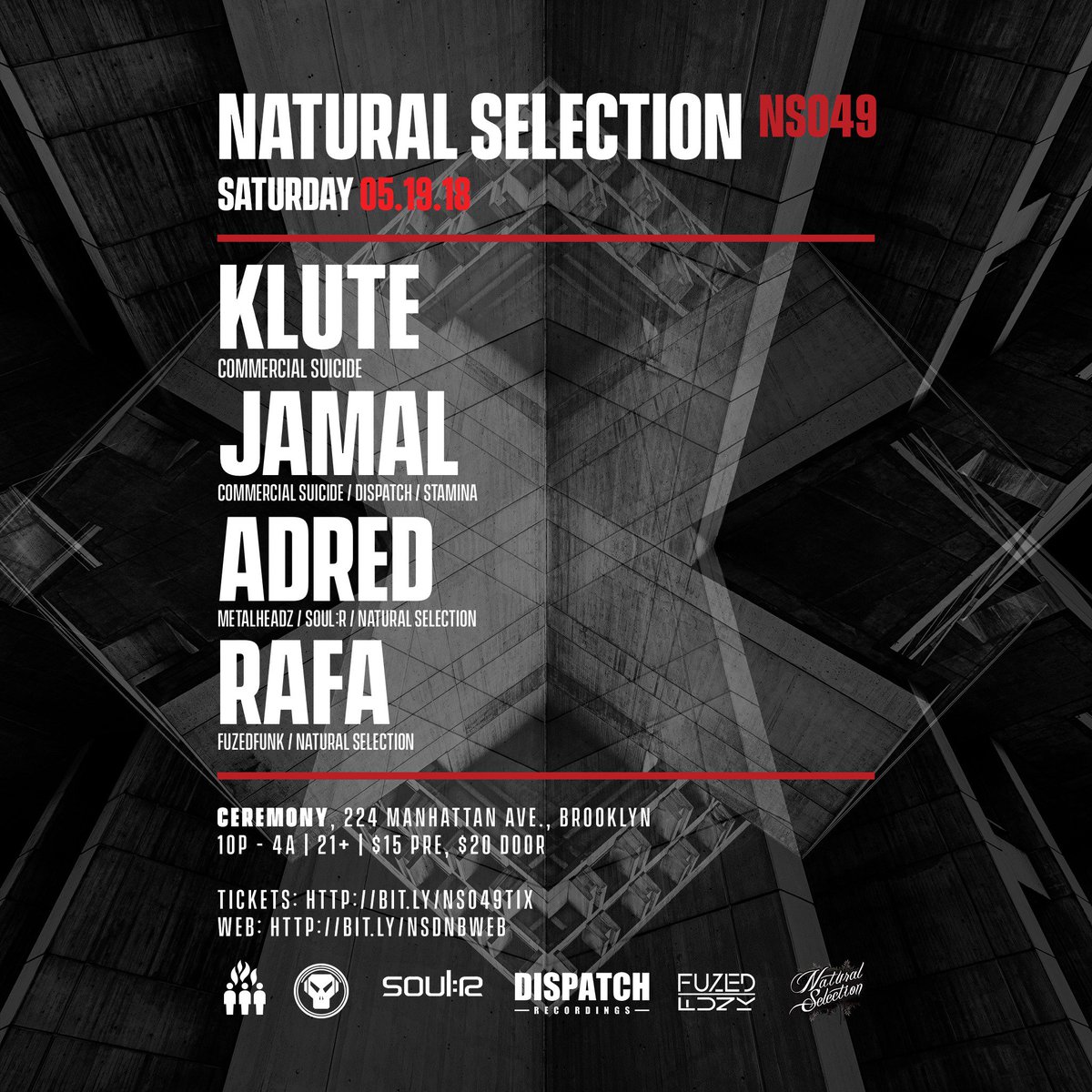 rafabeats908's tweet photo. <- Saturday 05.19.18 -> NS049 : @SelectionNYC's 6-year anniversary with @Kluteuk @jamaldnb @Adredmusic and myself - tickets -> https://t.co/97em1EMQ16 #naturalselectiondnb #nycdnb https://t.co/8vaSNLG5P1