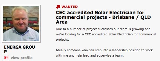 Time for a Change? Stability? Want to work with a great team? We're looking for a Solar Electrician to lead Commercial Projects in the Brisbane/QLD area. Any referrals please pass them on! Or go direct to Glenn or Stu #Electrician #Commercial #Solar tinyurl.com/ya3sodps