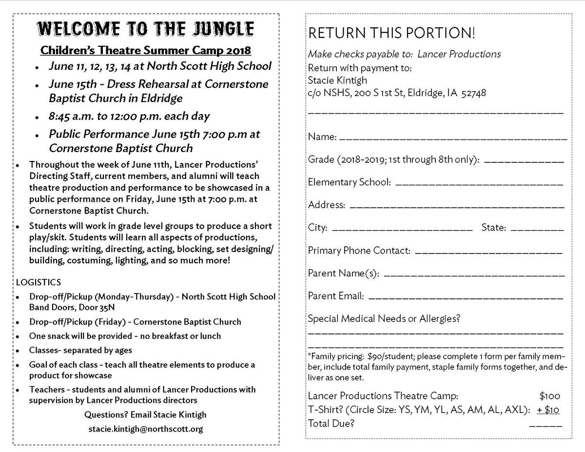 Summer Camp! Sign up ASAP!
$100/student