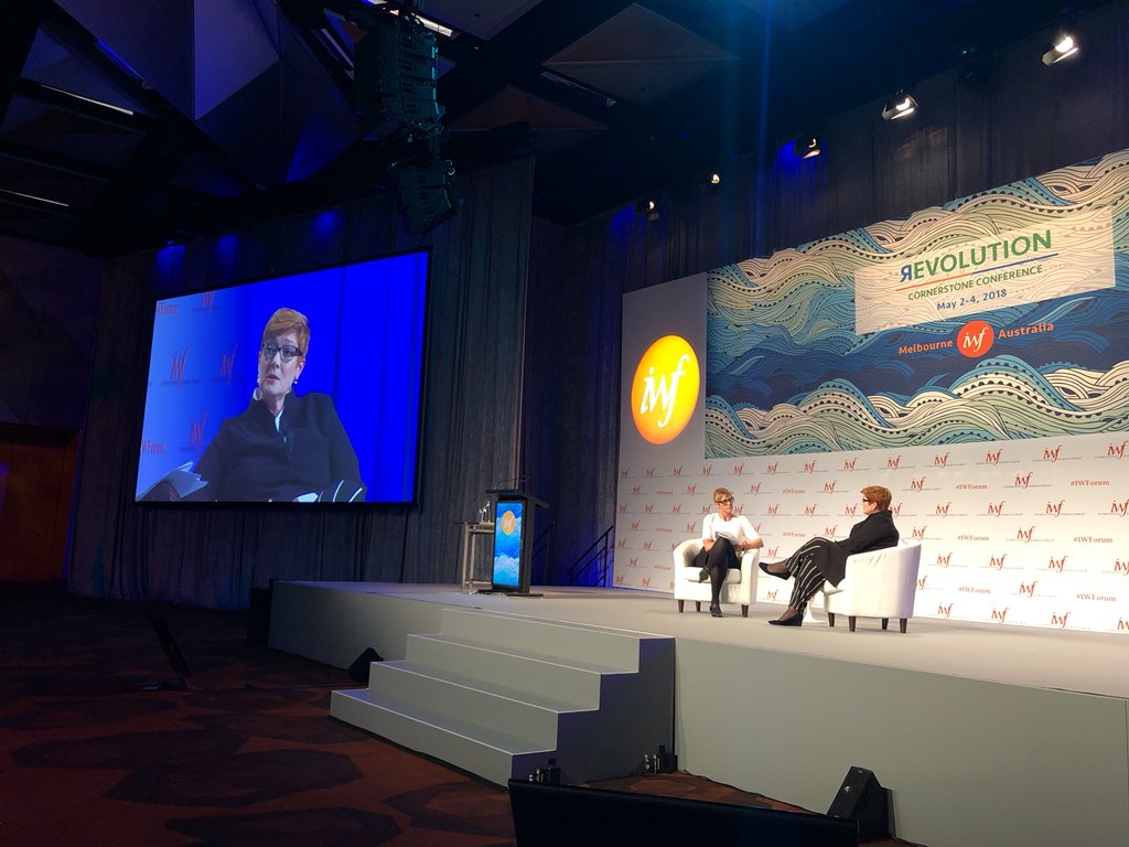 iwfaustralia's tweet photo. Minister the Hon. Marise Payne recounts the story of an 8-yr-old boy asking Obama what he should do to be President, Obama’s response? Don’t use Facebook. @IWFglobal #IWFLeadChange #IWFDownUnder https://t.co/7eTPRJyaXM