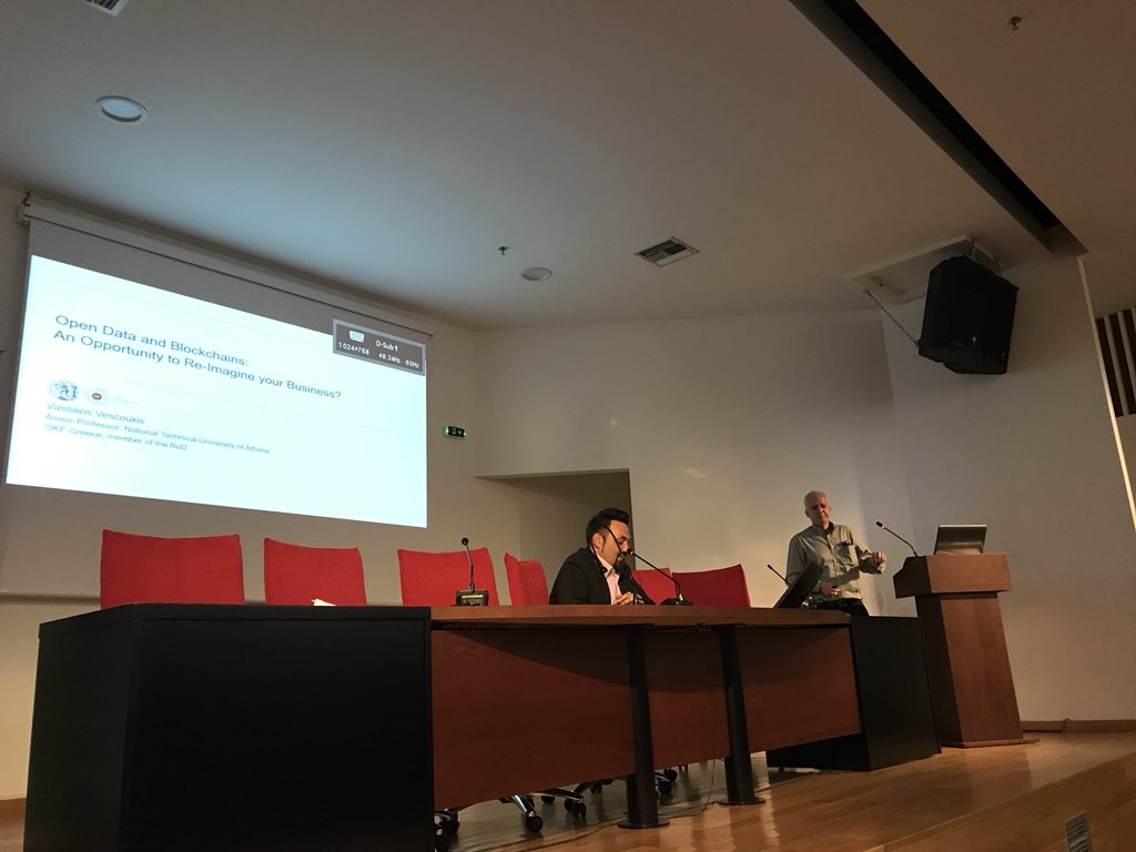 bamidis's tweet photo. @vvescoukis now sets the issue of re-imagining #business in the age of #blockchain @okfngr event https://t.co/EUAxZCVY7o