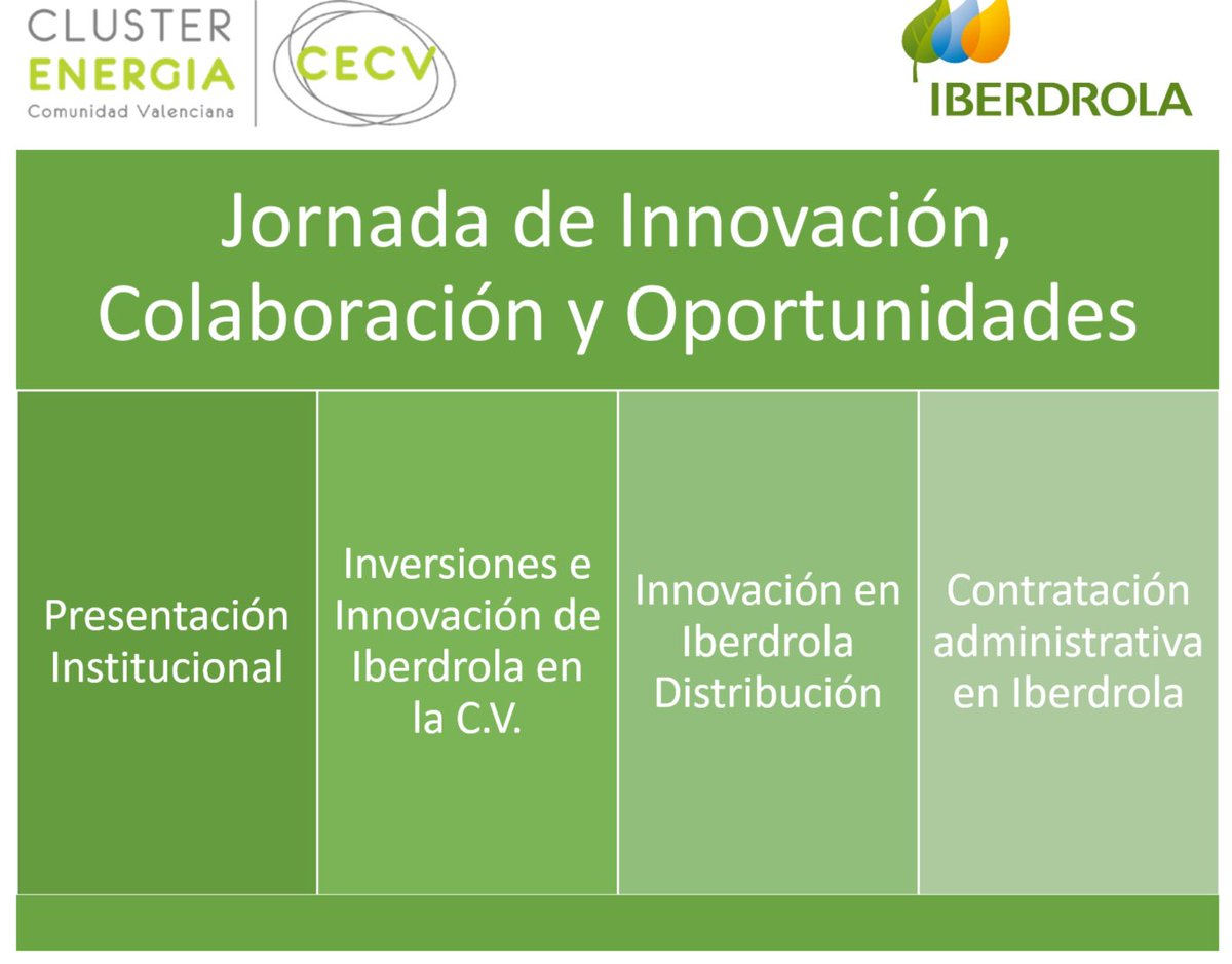 EnergiaComVal's tweet photo. El próximo 29 de mayo realizamos una jornada interna de colaboración y búsqueda de sinergias y oportunidades entre las empresas con @iberdrola
Participarán los máximos representantes a nivel Institucional, Contratación Innovación y Distribución.

Más info: https://t.co/rZxrAQZT6D https://t.co/Qi5JEpe6OL