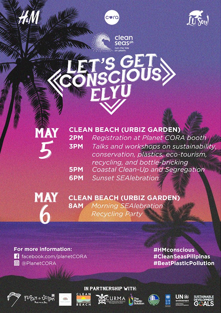 hmphilippines's tweet photo. #HMLovesElyu update: Looking for plans this weekend? Get conscious with us this May 5 and 6 in La Union! Join us for a coastal clean up, workshops and more fun activities. Sign up now at the H&M pop-up store in #ElUnion. https://t.co/7qoTnrxXfM
