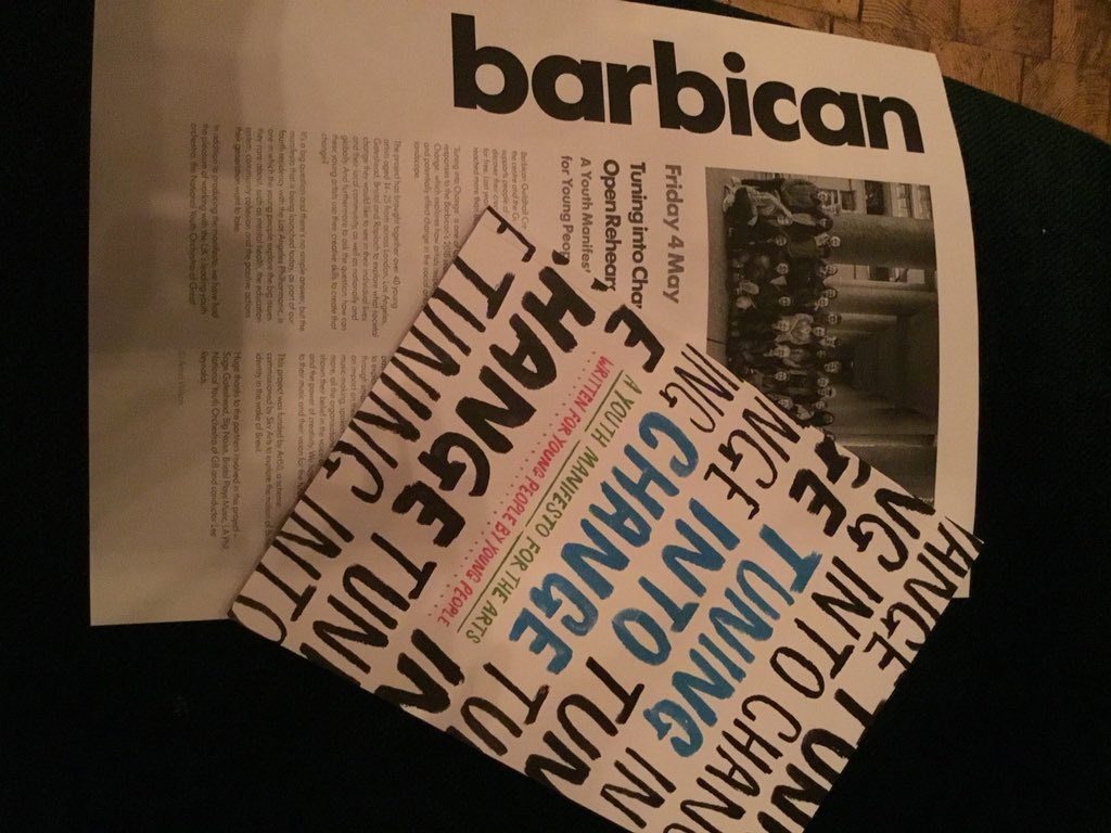 NYO_GB's tweet photo. Weโre @BarbicanCentre preparing for the unveiling of a youth manifesto weโve prepared with musicians from Youth Orchestra of Los Angeles & #NYOInspire, all will be revealed in an open rehearsal with @GustavoDudamel ๐๐ถ๐ #TuningIntoChange @leethereynolds https://t.co/GAJZPvTGSC