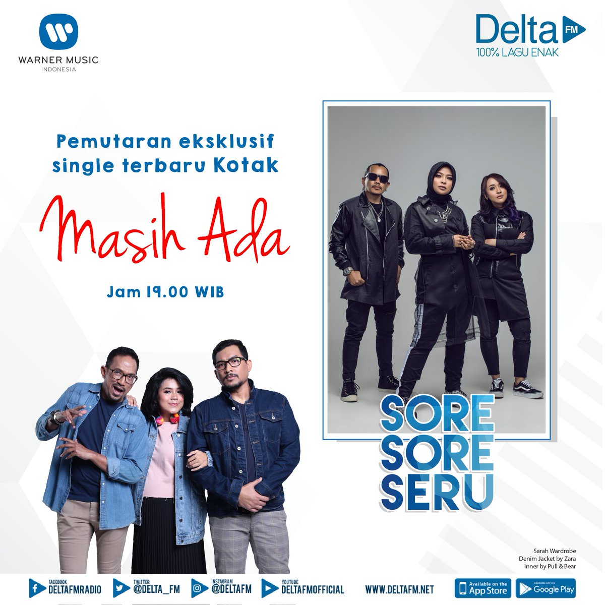 Thx min RT <a href="/Delta_FM/">99.1 DeltaFM Jakarta</a>: MALAM INI!! #SoreSoreSeru bakalan muterin lagu barunya dari KOTAK BAND EKSKLUSIF di jam 19:00 WIB malam ini!! Judulnya adalah "MASIH ADA", kamu penasaran lagu barunya seperti apa? Jangan sampai kelewatan malam ini cuma di Delta FM.
