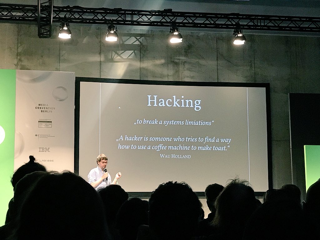 seiachtzehn's tweet photo. Nun @bricktick auf #stage4 zum sehr spannenden Thema #hacking #cities - wie können wir im Kontext der Stadtentwicklung innovativ denken, handeln und planen, wenn wir im aktuellen System feststecken? #lockineffect #rp18 https://t.co/EQjVlxxN0x