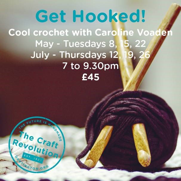 dartingtoncraft's tweet photo. Hey! Crochet ain't just for your Nana! Come along to The Craft Revolution and #gethooked in this three-week course. Limited places left. #makersgonnamake #coolcrochet #bitchinstitching #crazynotto #makersmovement #dartington https://t.co/PfB4YJXJGt