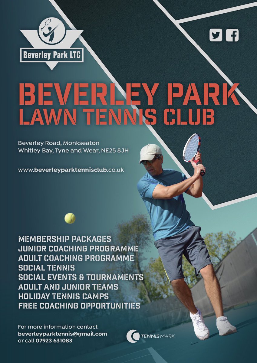 beverleyparkLTC's tweet photo. New Club poster is looking good!Who fancies a game of Tennis?
For more information email @beverleyparkLTC at beverleyparktennis@gmail.com🎾
#BPLTC https://t.co/6pyl7SVDjL