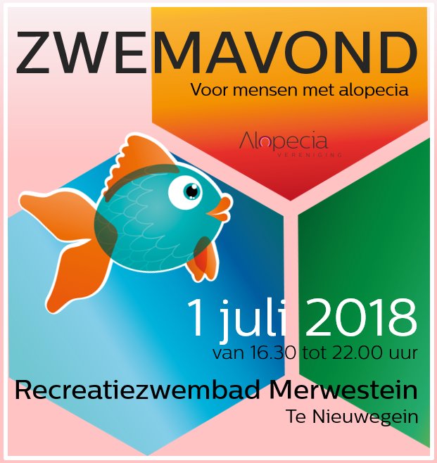 Alopecia zwemavond 1 juli 2018 16.30 tot 22.00 – voor mensen met alopecia, jong en oud. Kom ongedwongen zwemmen in het volledig door ons gereserveerd recreatie bad <a href="/Merwestein/">Sport- en Evenementencomplex Merwestein</a> Schrijf je snel in via deze link: alopecia-vereniging.nl/nieuws/alopeci… #zwemmen #haarverlies #haaruitval #kaalheid