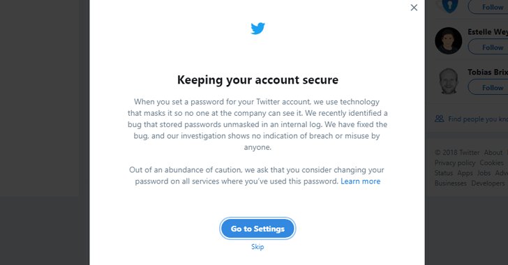 TheHackersNews's tweet image. Change Your #Twitter Account Password Immediately, A Bug Exposes All 330 Million Users' Passwords in Plaintext thehackernews.com/2018/05/twitte…
