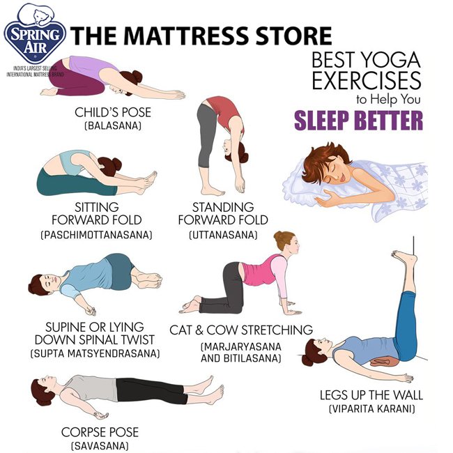 MattressStoreIN's tweet photo. Follow The Mattress Store recommended yoga exercises for a better sleep. Visit https://t.co/ZJz7IeuGdt #TheMattressStore #yoga #exercises #sleep https://t.co/NDLOl2cJSs
