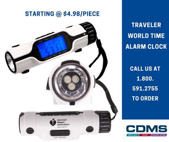 cdmservicesreno's tweet photo. With 18 major global time zones, this fantastic clock features a handy alarm with a snooze button, back light for easy reading and LED flashlight to light your way. #promoitems #cdmslive  #brandedapparel #brandeditems #promotionalsitems #promotionalproducts #promotionalitems https://t.co/uiyx72kvjz