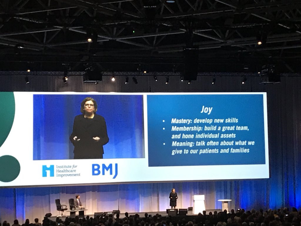 Glacksie's tweet photo. The awesome @maureenbis keynote speech on moments that matter! We need more peak moments for patients, families and staff #WMTY #joyinwork @QualityForum #quality18 @TheIHI https://t.co/eXD0XwngkA