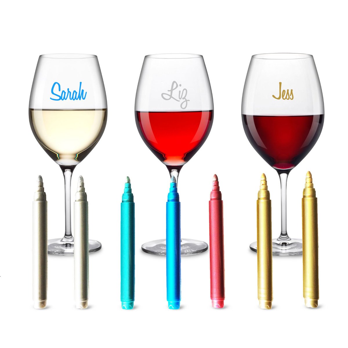 Wine Glass Markers (7 PEN Party Pack) Vibrant Metallic Colors by #Wine Artist amzn.to/1RjKmab #wineoclock