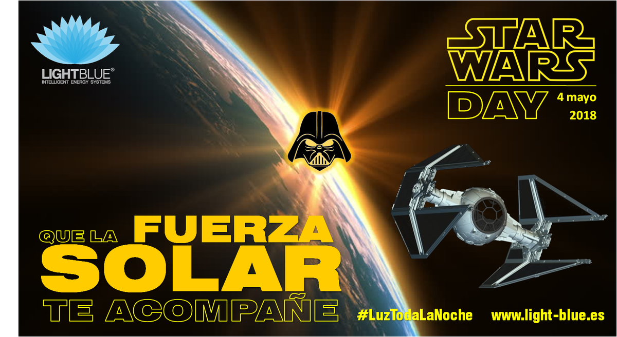 LightBlue_Solar's tweet photo. Feliz #StarWarsDay!!
Que la fuerza SOLAR ☀️ te acompañe 🤙
#StarWars #MayTheFourthBeWithYou #MayTheFourth 

#FarolasSolares #AlumbradoPúblico #Iluminación #EficienciaEnergética #LuzTodaLaNoche https://t.co/ochc12QcHB